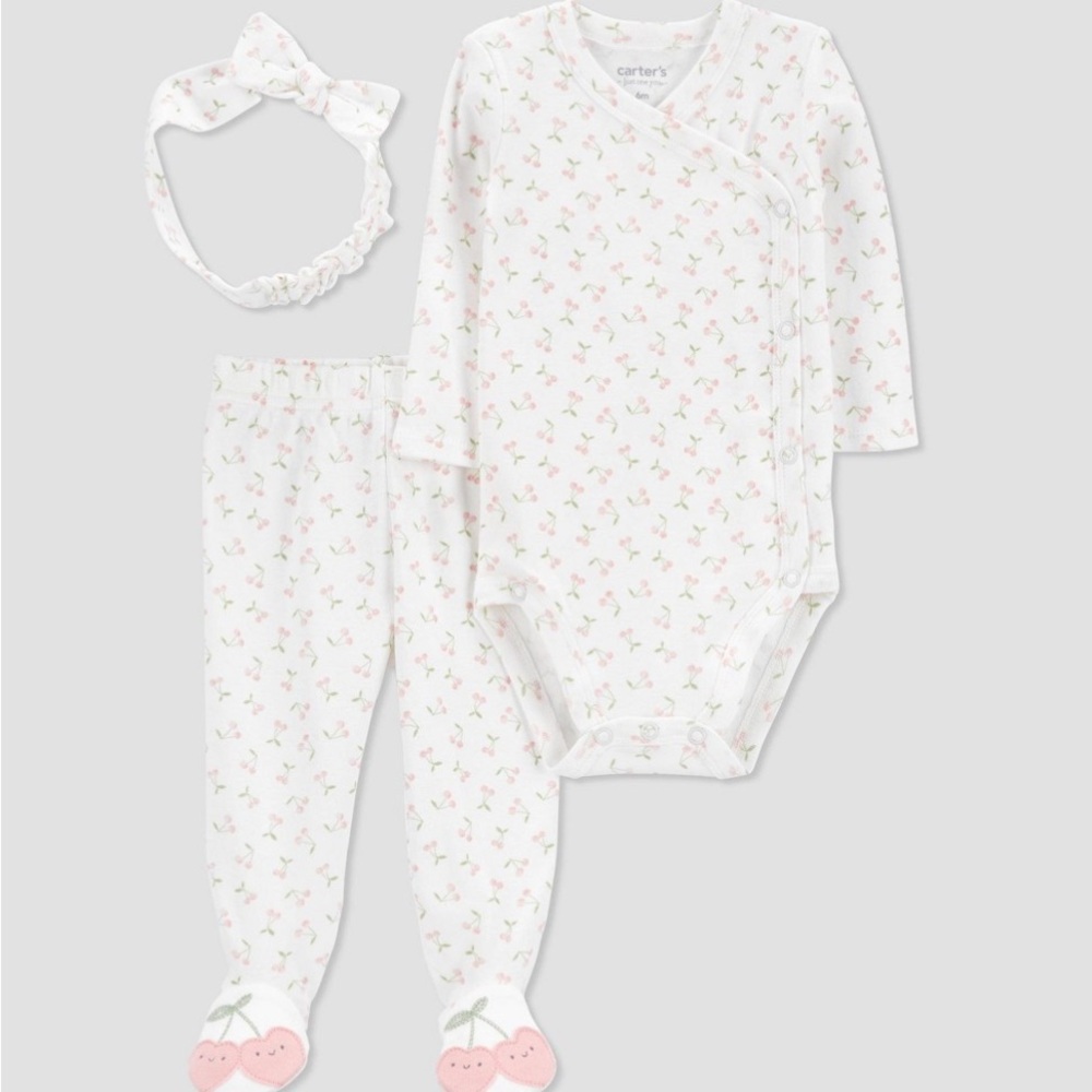 Carter's White Cherry Print Baby Set